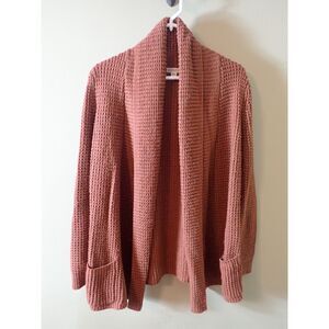 Merona Burnt Orange Cardigan Sweater Medium Waffle Oversized